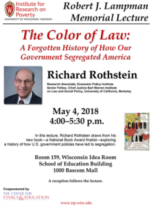 Event Poster for The Color of Law with Richard Rothstein